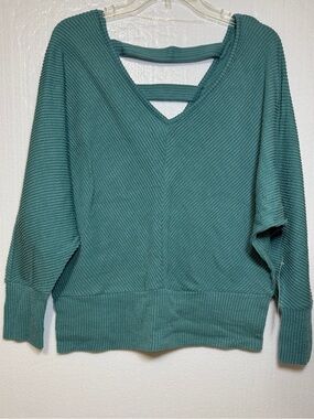 Just Be Teal V-neck Ribbed Dolman Sleeve‎ Top XL